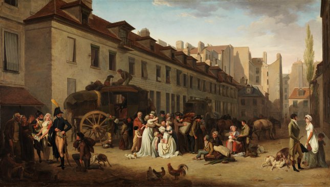 Louis-Léopold Boilly (1761-1845)L’Arrivée d’une diligence dans la cour des Messageries,