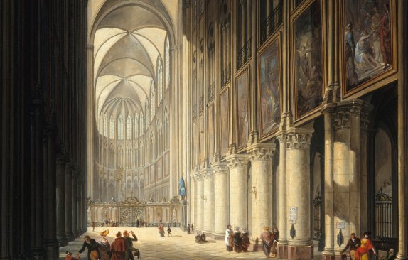 Peinture réaliste en couleur de l'intérieure de la cathédrale