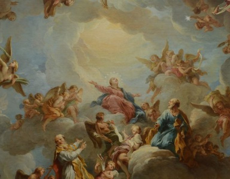 Affiche de l'exposition "Le Baroque des Lumières" au Petit Palais : L'assomption de la Vierge par François Lemoine